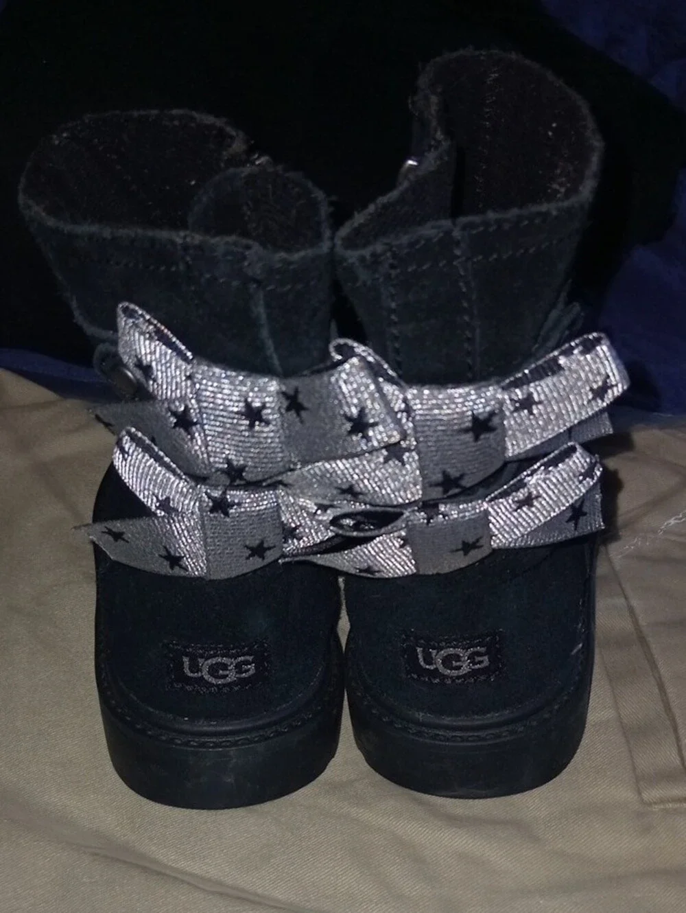 UGG Kids Black Suede Side-Zip Ankle Boots